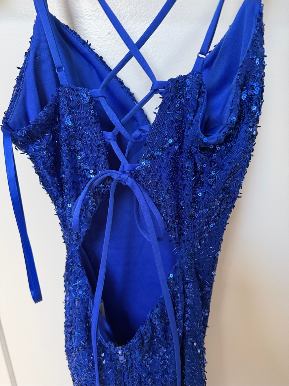 Strappy Sequin Mini Dress in Royal Blue - Picture 4 of 5